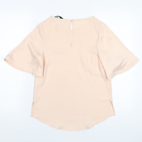 Coast Womens Beige Polyester Basic T-Shirt Size 8 Round Neck