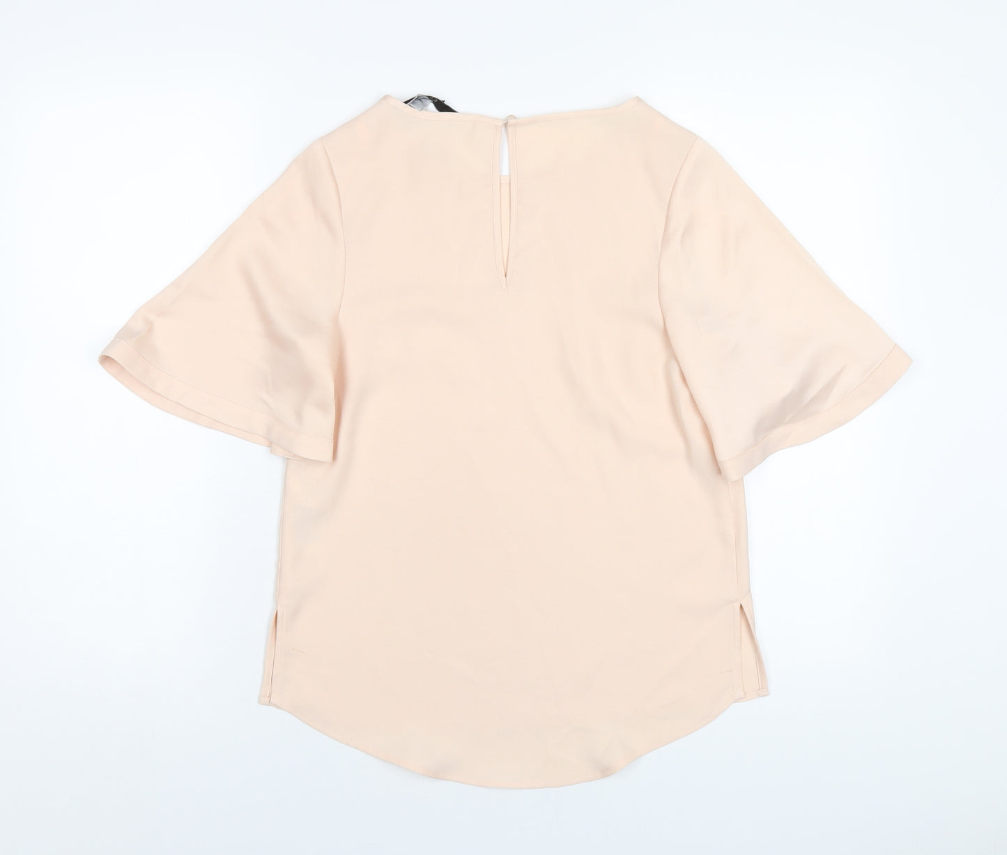 Coast Womens Beige Polyester Basic T-Shirt Size 8 Round Neck