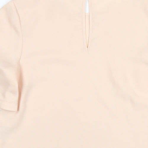 Coast Womens Beige Polyester Basic T-Shirt Size 8 Round Neck