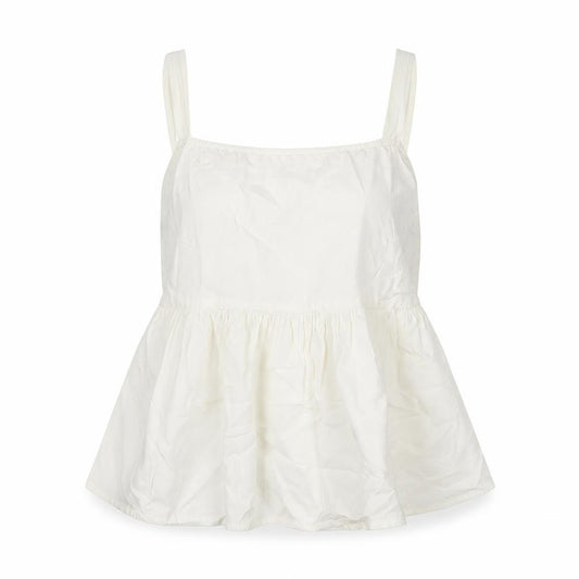 Front view of ASOS women’s white 100% cotton tunic blouse, size UK 10, square neck
