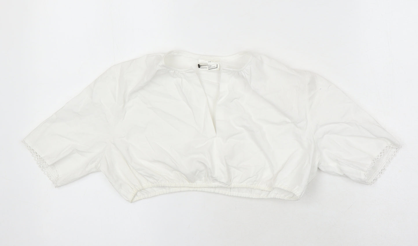Herring Womens White 100% Cotton Cropped Blouse Size 10 V-Neck