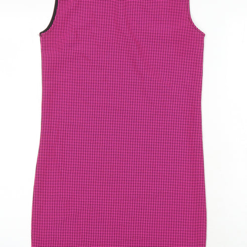 Saygi Womens Multicoloured Houndstooth Polyester Blend Shift Size L Collared