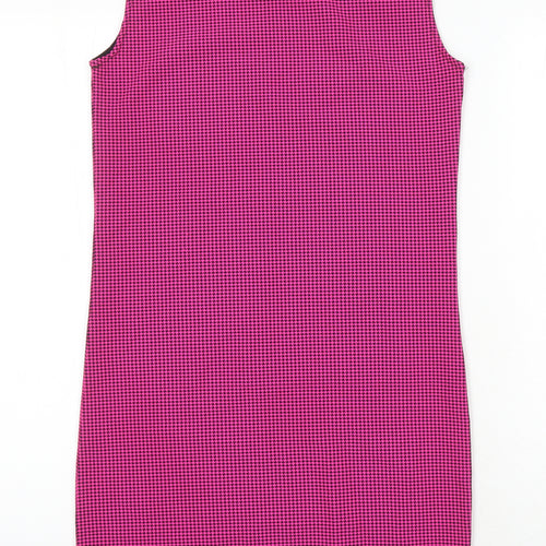 Saygi Womens Multicoloured Houndstooth Polyester Blend Shift Size L Collared