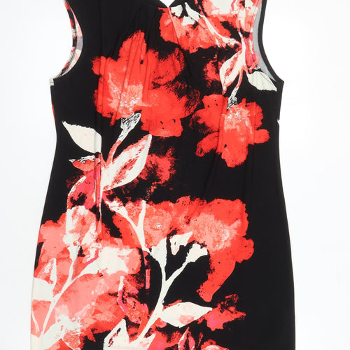 Wallis Womens Multicoloured Floral Polyester Shift Size M Scoop Neck Button