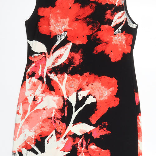 Wallis Womens Multicoloured Floral Polyester Shift Size M Scoop Neck Button