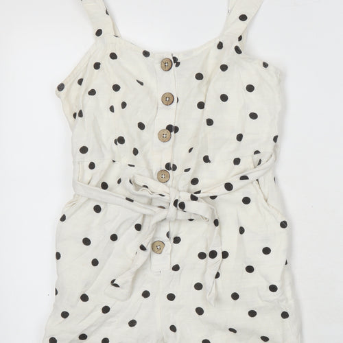 New Look Womens Multicoloured Polka Dot 100% Polyester Playsuit One-Piece Size 10 - Pockets