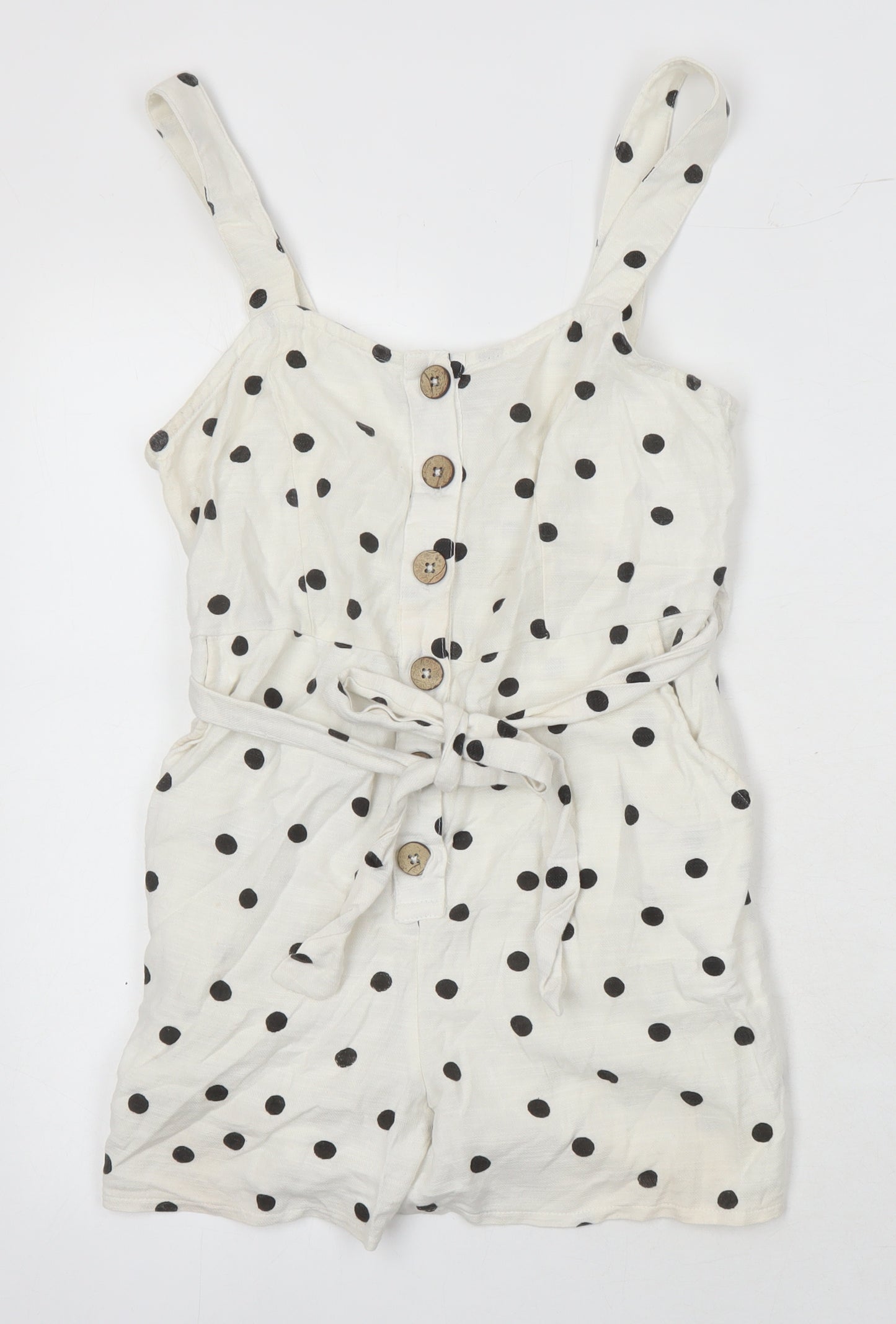 New Look Womens Multicoloured Polka Dot 100% Polyester Playsuit One-Piece Size 10 - Pockets