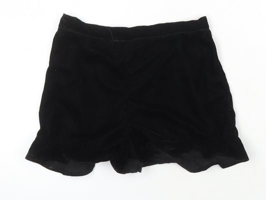River Island Girls Black 100% Polyester Hot Pants Shorts Size 9-10 Years Regular - Elasticated Waist
