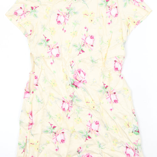 Zara Womens Multicoloured Floral Polyester A-Line Size S Round Neck