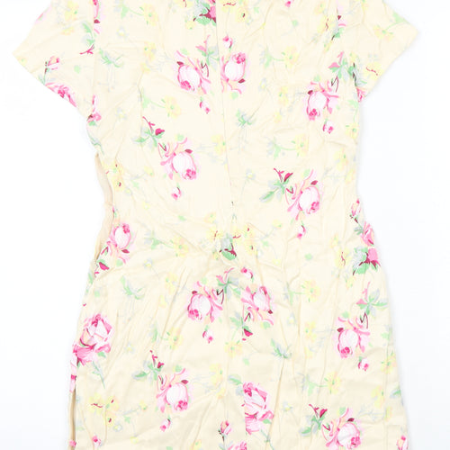 Zara Womens Multicoloured Floral Polyester A-Line Size S Round Neck