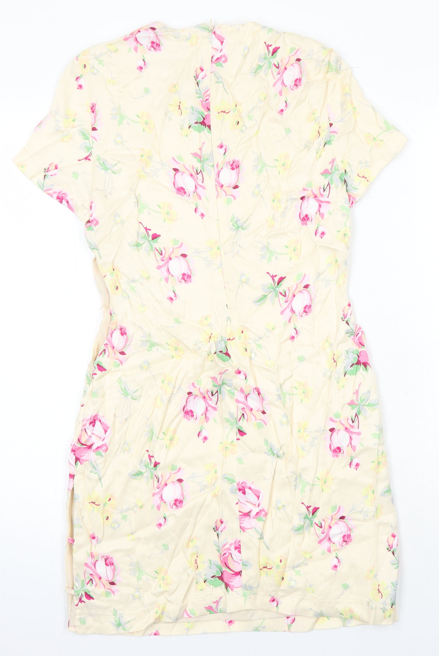 Zara Womens Multicoloured Floral Polyester A-Line Size S Round Neck