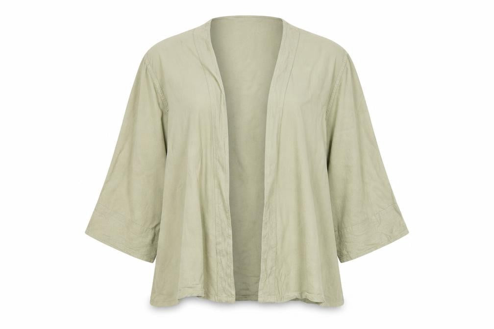 Front view of Kasbah women’s green kimono blazer, size M