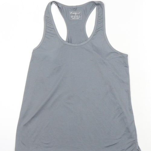 WorkOut Womens Grey Polyamide Blend Basic T-Shirt Size M Round Neck