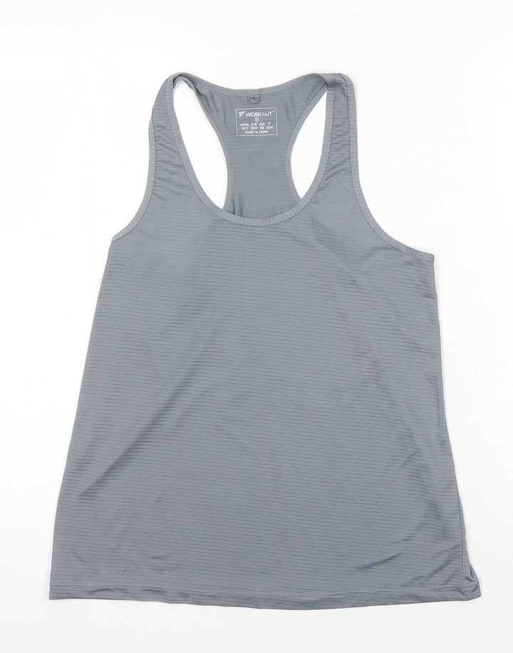 WorkOut Womens Grey Polyamide Blend Basic T-Shirt Size M Round Neck