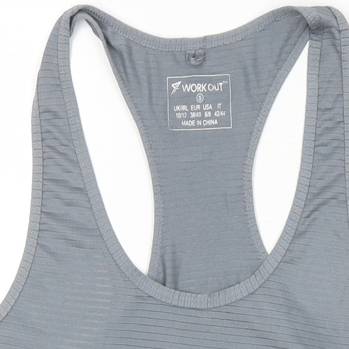 WorkOut Womens Grey Polyamide Blend Basic T-Shirt Size M Round Neck