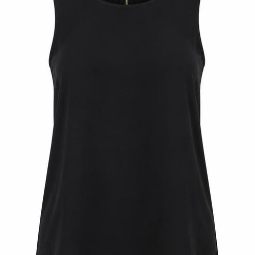Stradivarius Womens Black Herringbone Cotton Blend Tunic Blouse Size XL Round Neck