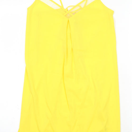 Debenhams Womens Yellow Polyester Slip Dress Size 10 V-Neck