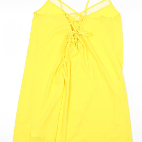 Debenhams Womens Yellow Polyester Slip Dress Size 10 V-Neck