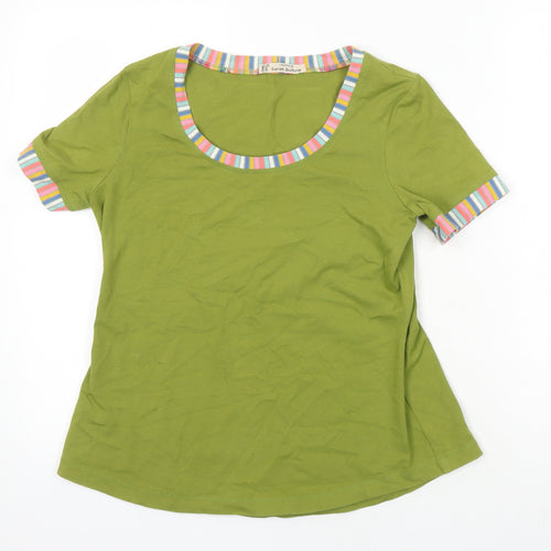 Sarah Guthrie Womens Green Polyester Blend Basic T-Shirt Size S Scoop Neck