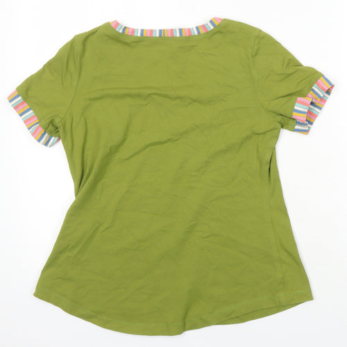 Sarah Guthrie Womens Green Polyester Blend Basic T-Shirt Size S Scoop Neck