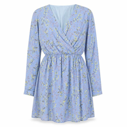 Front view of Uttam Boutique women’s multicoloured floral polyester a-line, size UK 12, sweetheart - lined