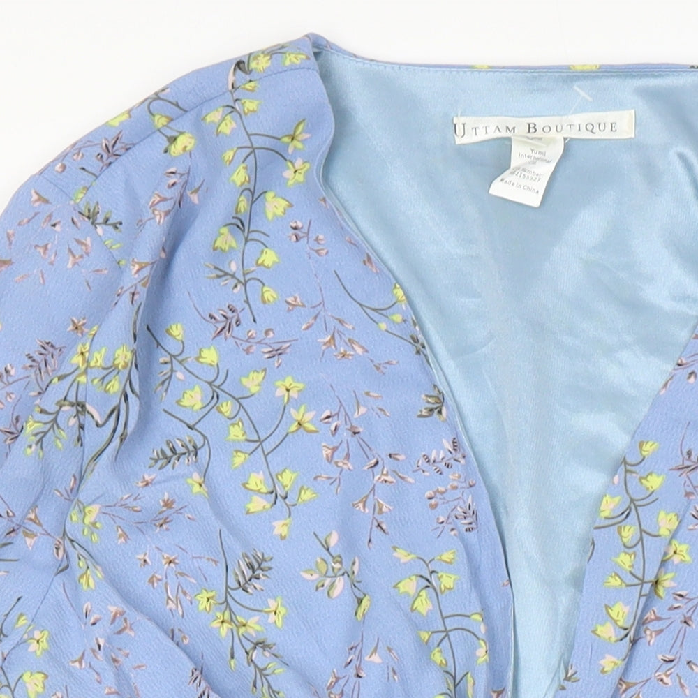 Uttam Boutique Womens Multicoloured Floral Polyester A-Line Size 12 Sweetheart - Lined