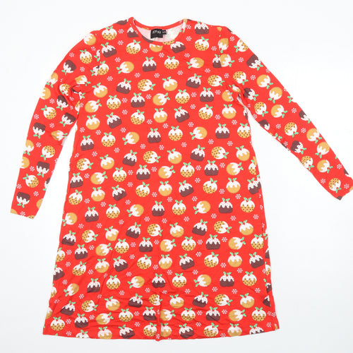 Be you Womens Multicoloured Geometric Viscose T-Shirt Dress Size 8 Round Neck - Christmas