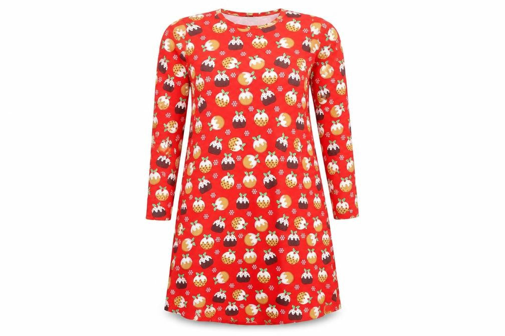 Be you Womens Multicoloured Geometric Viscose T-Shirt Dress Size 8 Round Neck - Christmas