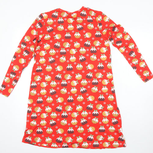 Be you Womens Multicoloured Geometric Viscose T-Shirt Dress Size 8 Round Neck - Christmas