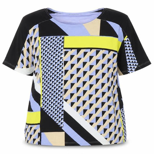 M&S Collection Womens Multicoloured Geometric Viscose Tunic Blouse Size 16 Boat Neck