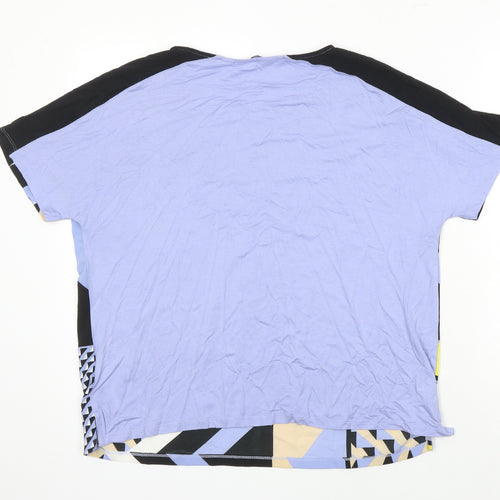 M&S Collection Womens Multicoloured Geometric Viscose Tunic Blouse Size 16 Boat Neck