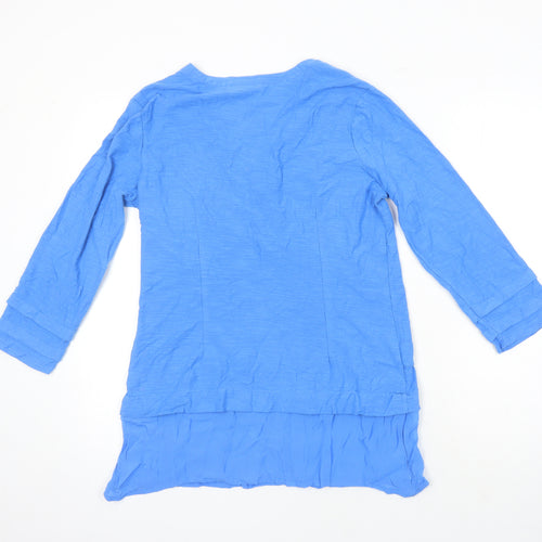 Adini Womens Blue 100% Cotton Tunic Blouse Size S V-Neck