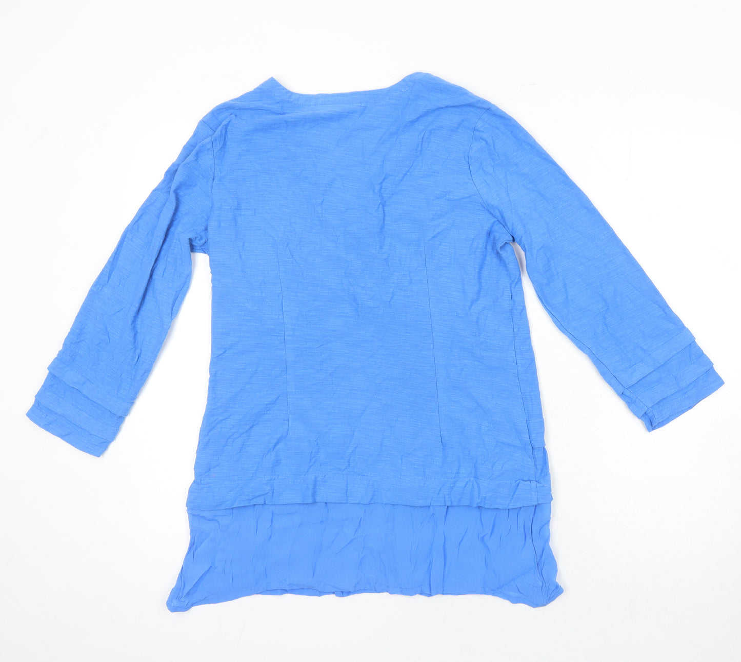 Adini Womens Blue 100% Cotton Tunic Blouse Size S V-Neck