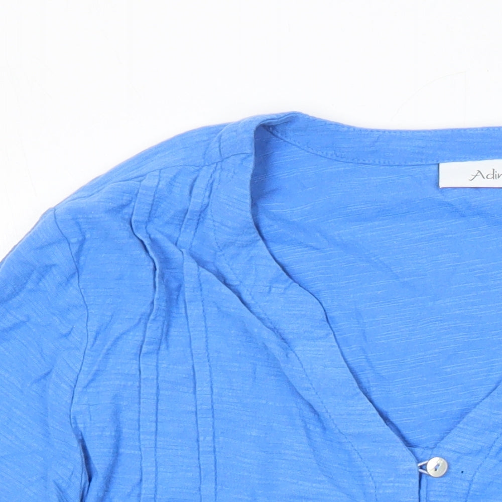 Adini Womens Blue 100% Cotton Tunic Blouse Size S V-Neck