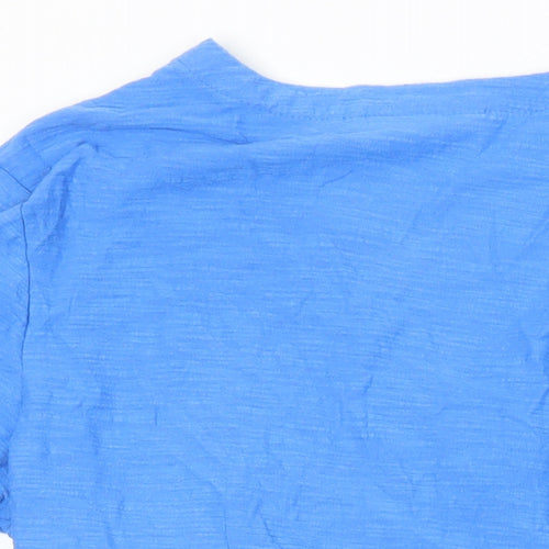 Adini Womens Blue 100% Cotton Tunic Blouse Size S V-Neck