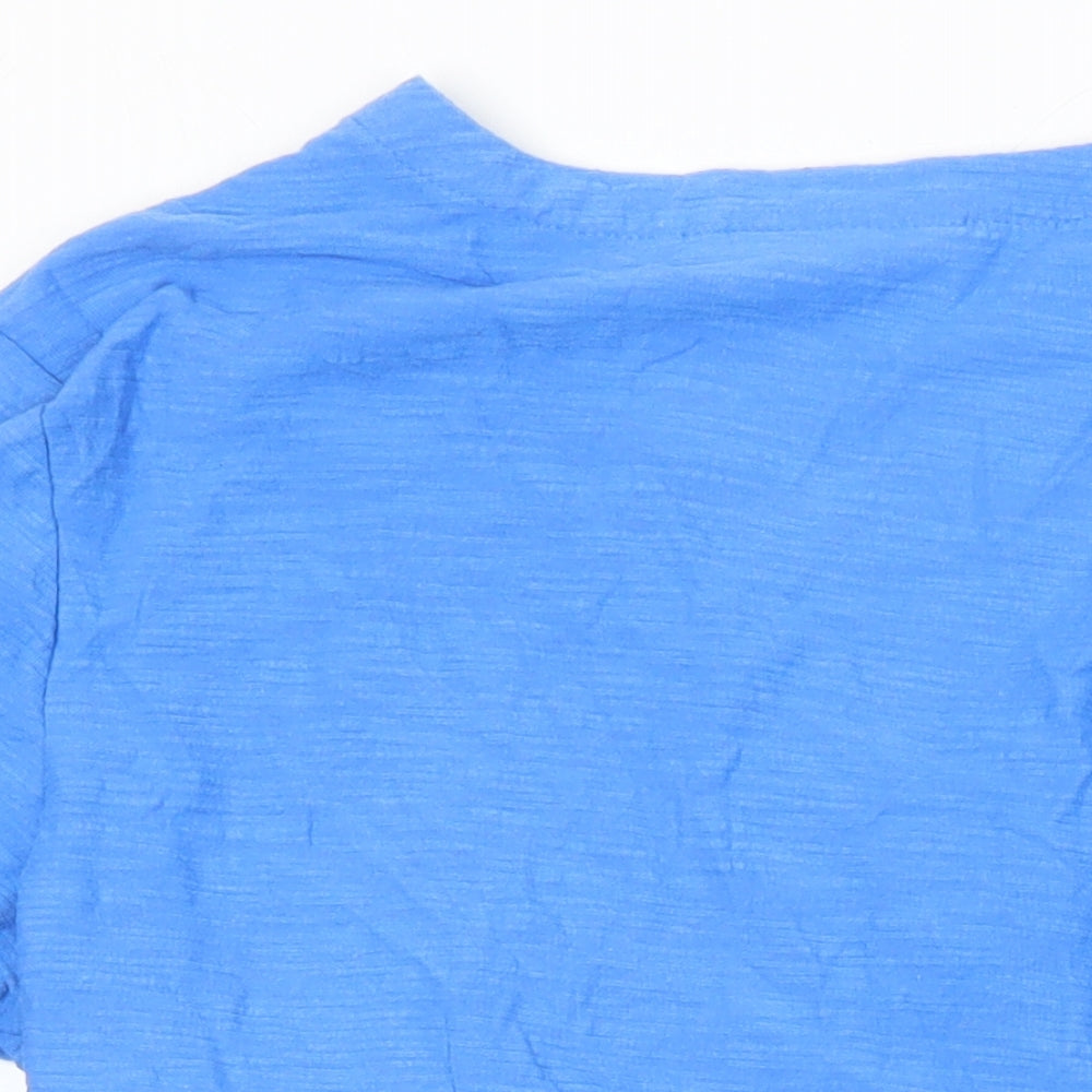 Adini Womens Blue 100% Cotton Tunic Blouse Size S V-Neck