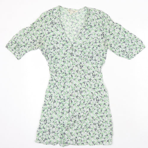 Miss Selfridge Womens Multicoloured Floral Viscose A-Line Size 6 V-Neck