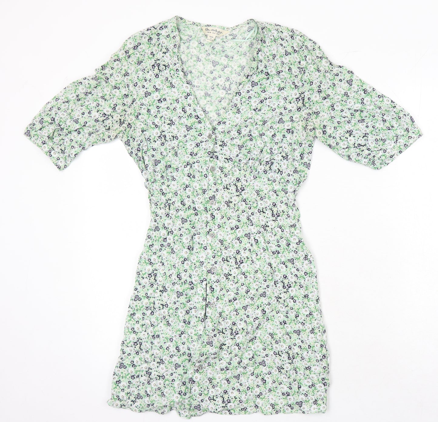 Miss Selfridge Womens Multicoloured Floral Viscose A-Line Size 6 V-Neck