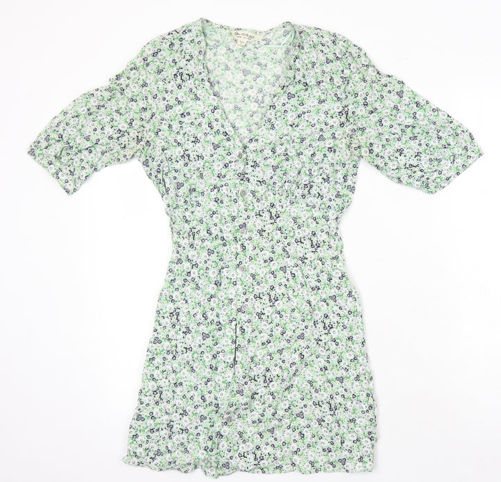 Miss Selfridge Womens Multicoloured Floral Viscose A-Line Size 6 V-Neck