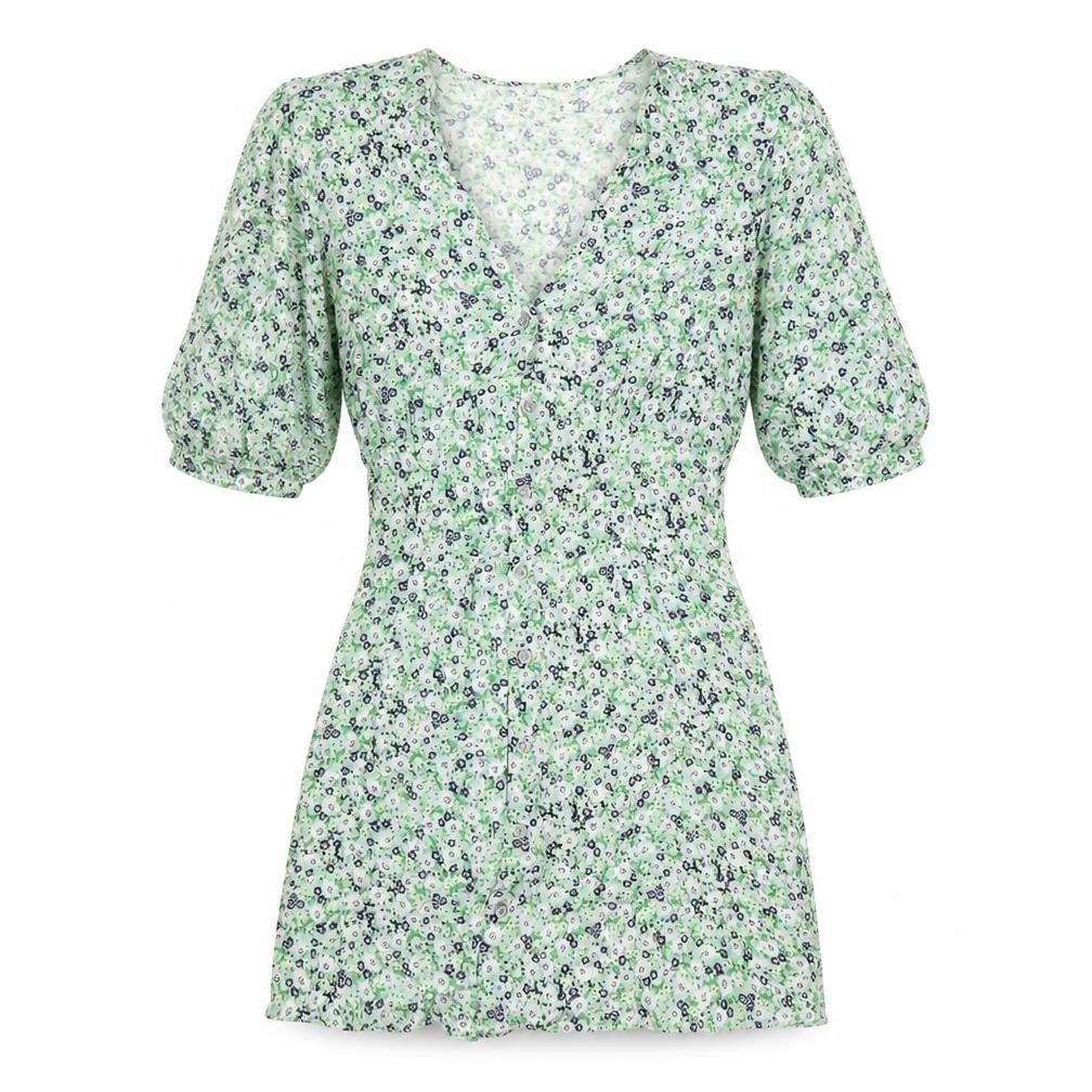 Miss Selfridge Womens Multicoloured Floral Viscose A-Line Size 6 V-Neck