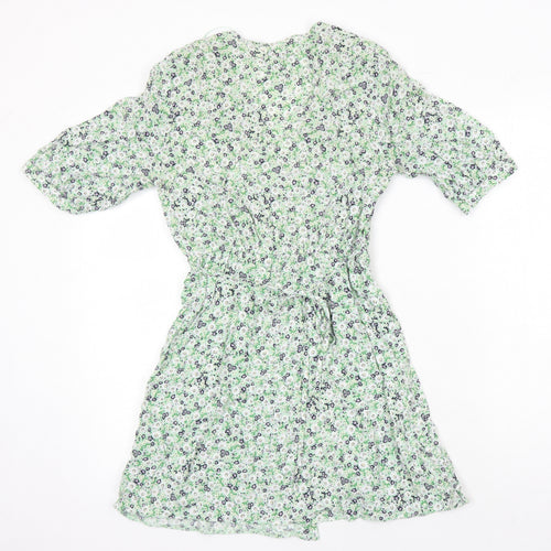 Miss Selfridge Womens Multicoloured Floral Viscose A-Line Size 6 V-Neck