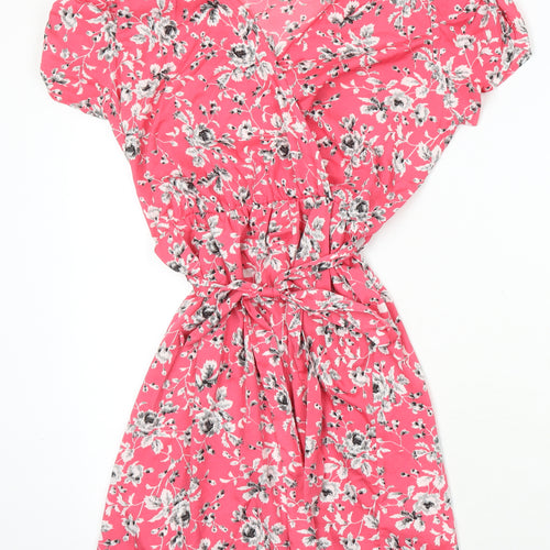 New Look Womens Multicoloured Floral Polyester A-Line Size 12 V-Neck