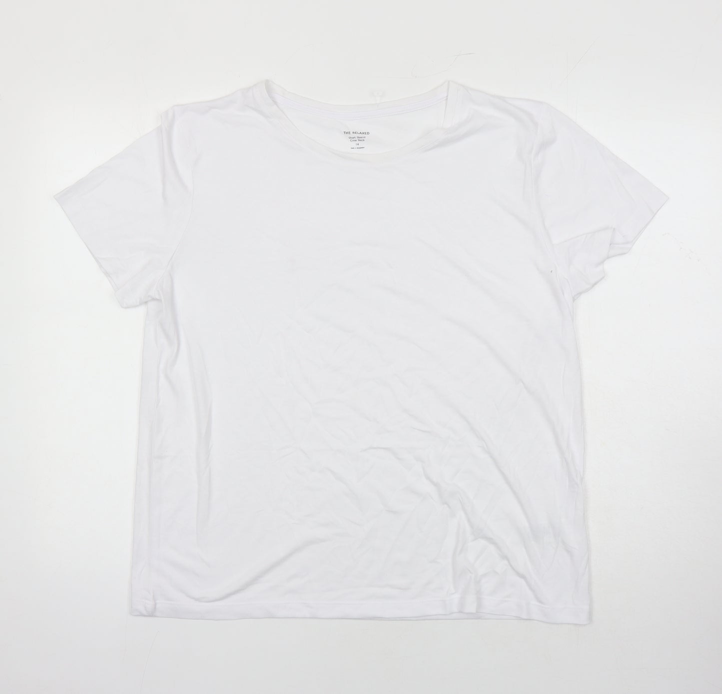 The Relaxed Womens White Polyester Basic T-Shirt Size 14 Round Neck