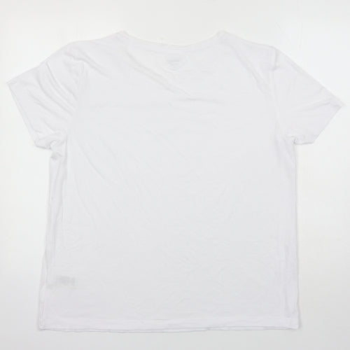 The Relaxed Womens White Polyester Basic T-Shirt Size 14 Round Neck