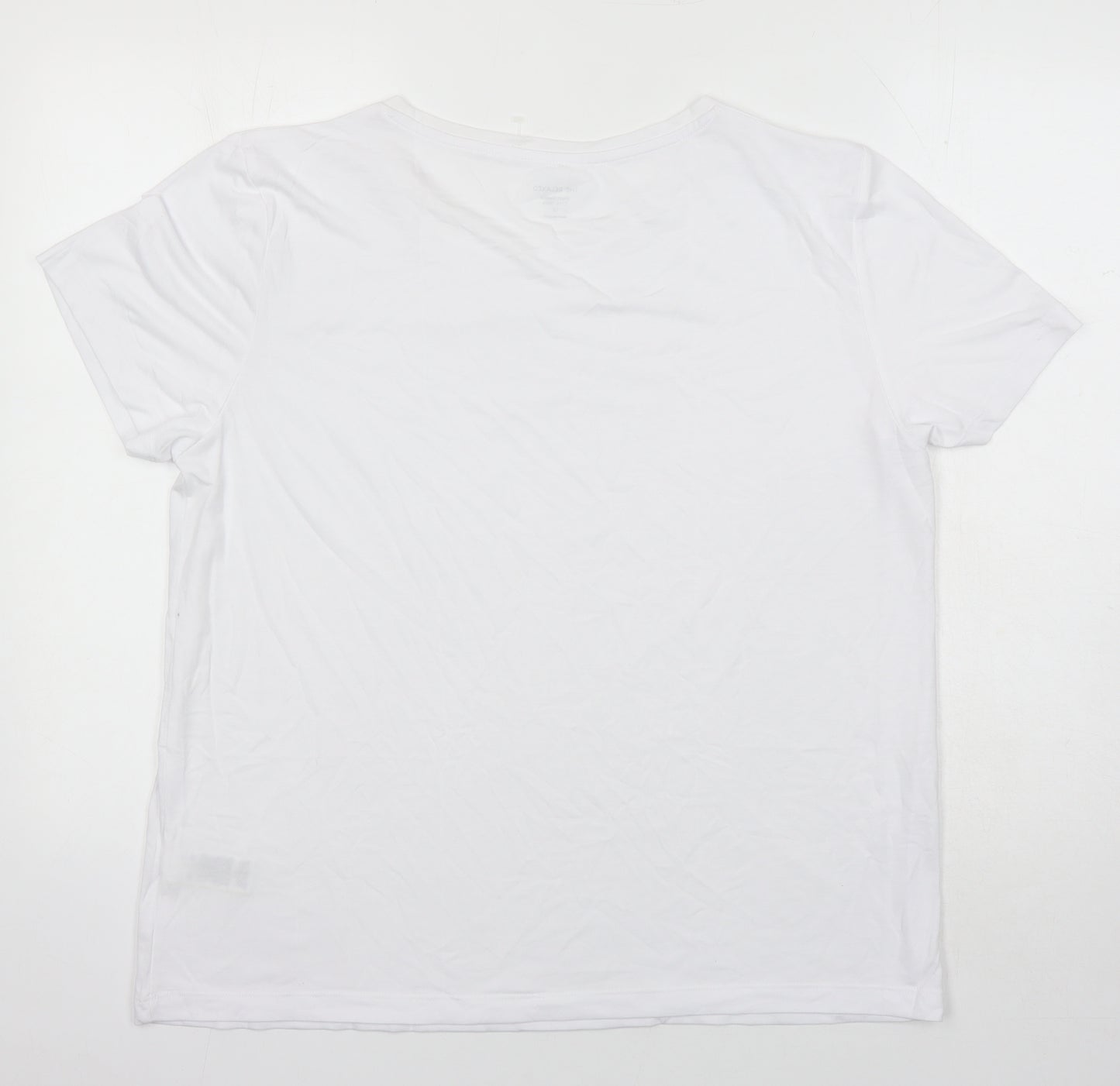 The Relaxed Womens White Polyester Basic T-Shirt Size 14 Round Neck
