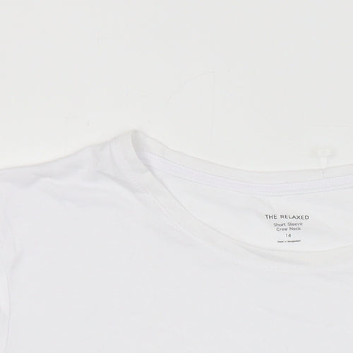 The Relaxed Womens White Polyester Basic T-Shirt Size 14 Round Neck