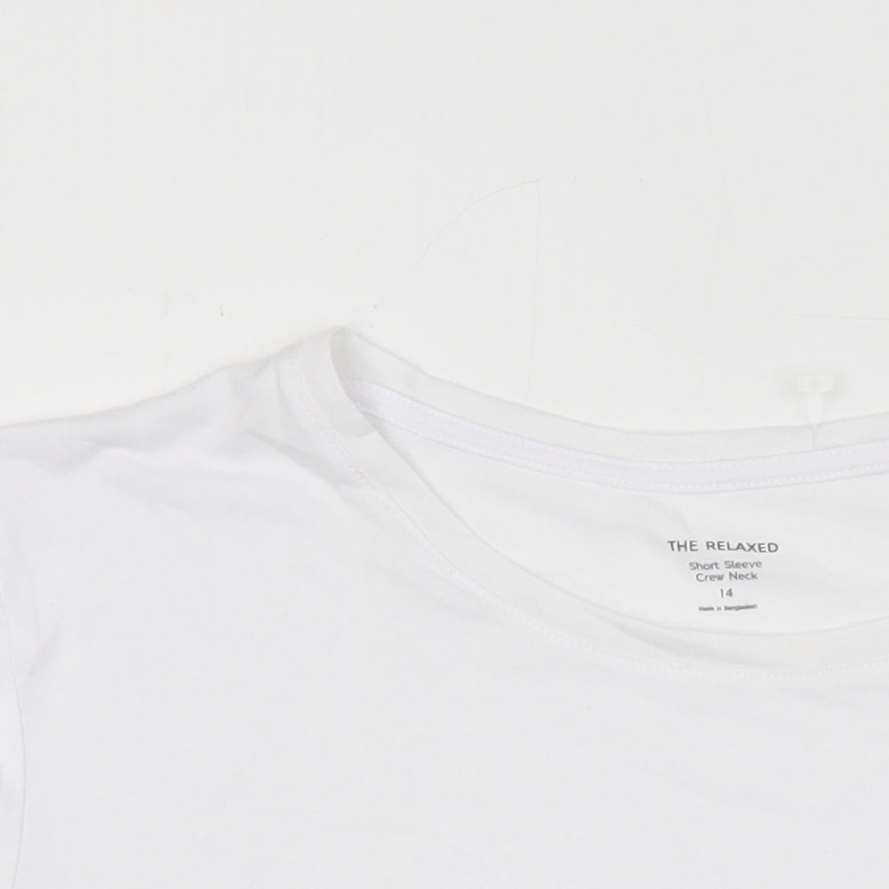 The Relaxed Womens White Polyester Basic T-Shirt Size 14 Round Neck