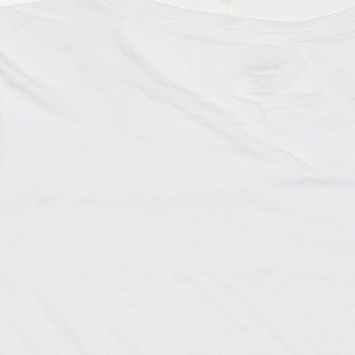 The Relaxed Womens White Polyester Basic T-Shirt Size 14 Round Neck