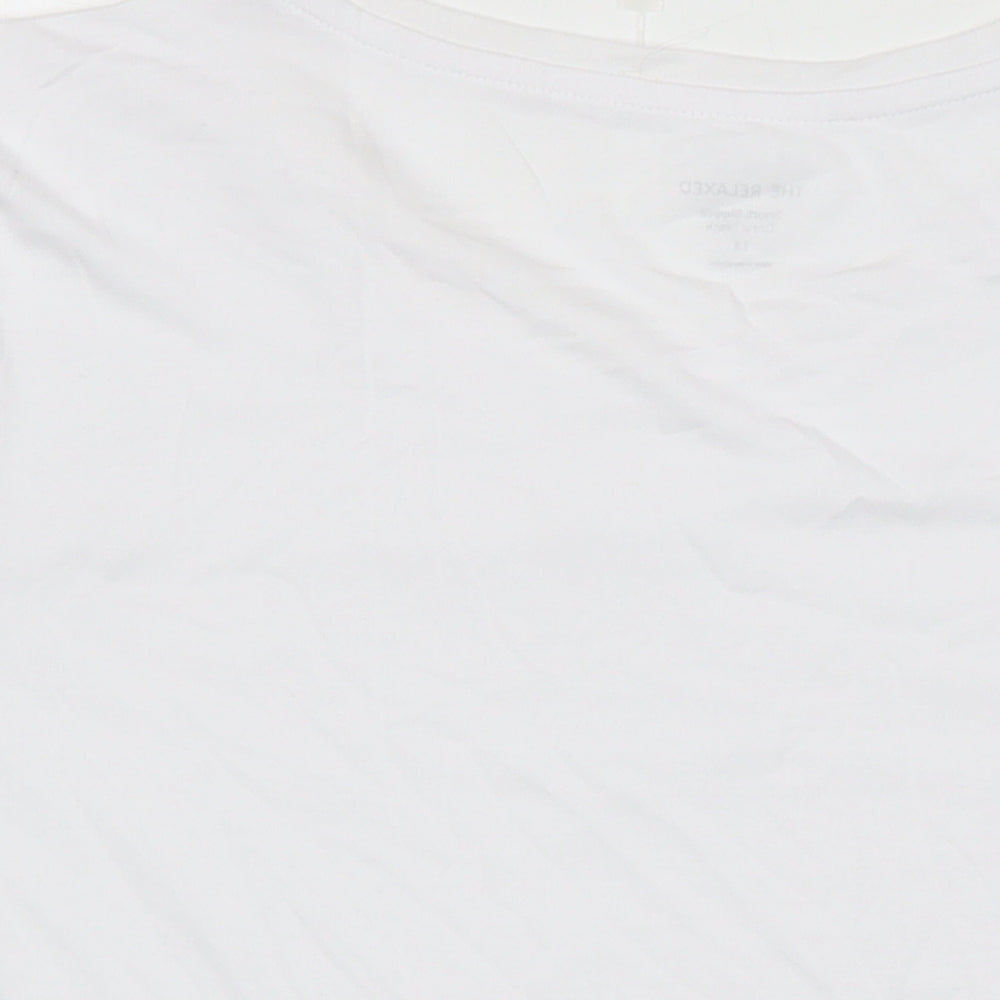 The Relaxed Womens White Polyester Basic T-Shirt Size 14 Round Neck