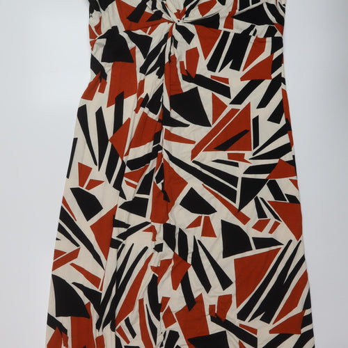 Wallius Womens Multicoloured Geometric Viscose Maxi Size 18 V-Neck Pullover